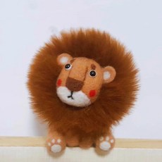 羊毛氈小獅子鑰匙扣 DIY材料包, 坐立棕色小獅子鑰匙扣工具, 1件