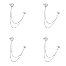 4pcs/set 패셔너블한 내식성 수트 핀 합금 걸이 체인 브로치 세트는 일상적인 전문가 사용과 호환됩니다, 실버, 4개, 오점성