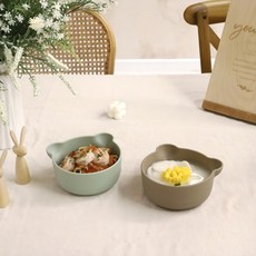Attihome Petit Foret 小熊零食碗 L 2件組, 1套, 薄荷綠 + 巧克力色