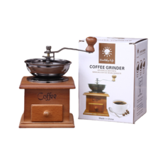 JODDA 핸드 커피 그라인더 커피 그라인더 핸드그라인더, 1개, 사각 나무 캔, 500ml