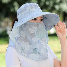 雪紡遮陽防曬帽面罩護頸一體防紫外線採茶帽可漏馬尾幹農活太陽帽