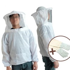 양봉방충복 세트 벌초복 해충작업복 상의+양봉장갑 벌망옷 양봉안전복 양봉작업복 면 양봉옷, 1개