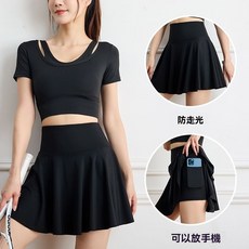 運動短裙女網球服套裝速幹百褶裙瑜伽半身裙防走光跑步健身羽毛球