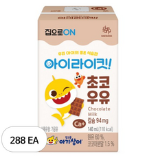 아이라이킷 핑크퐁 아기상어 초코 우유, 288개, 140ml