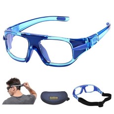 수그리 스포츠 고글 안경 스쿼시 및 라켓볼 고글 농구 안경 조절 가능 스트랩 저항 충격, 8043 Clear Frame Blue Pad, 1개, 8043 투명 프레임 블루 패드