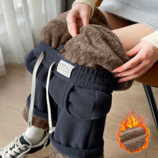 NUNUHANA 여성 겨울 방한 기모 코듀로이 와이드 팬츠