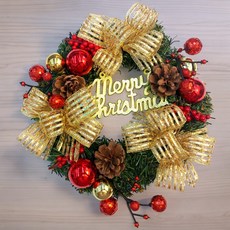 裝飾燈大師 25cm PVC花圈 - 台灣手做精緻盒裝, G款金, 1個