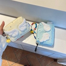 星星天使刺繡化妝包，可愛萌系耳機包，多功能收納零錢包