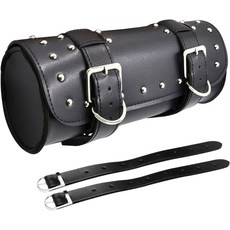 슈칼라카 오토바이 가방 PU 가죽 유니버설 새들백 전면 포크 핸들바 시시바 보관 파우치 혼다 가와사키 스즈키 야마하와 호환 가능, Black