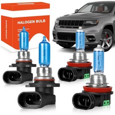 지프 그랜드 체로키 2014년 2015년 2016년 할로겐 헤드라이트 전구 9005 하이빔 H11 로우빔 안개등 헤드램프 교체용 세트 100W 6개입 USA, (2011-2016) High+Low