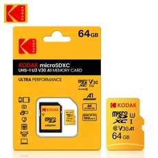 Kodak 32GB-256GB 마이크로 SD 메모리 카드 - 고속 ​ 스마트폰 디지털 카메라 태블릿 드론용 10 U3 UHS-I, 04 64GB