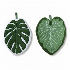 나뭇잎 극세사 핸드타월 2종 세트 주방 욕실 고리 수건, 1개