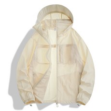 釣友俱樂部 透氣冰絲皮膚衣 UPF50+ 男女同款防曬衣 夏季戶外速乾防紫外線, 米杏色,XL【145-165】, 1個