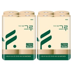 [삼정펄프] 그루 대나무 천연펄프 무표백 화장지 3겹 33M 12롤x2팩, 2개
