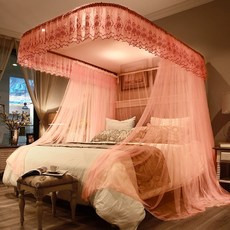 導軌蚊帳 新款家用u型導軌蚊帳 伸縮U型導軌蚊帳 三開門宮廷雙人家用導軌蚊帳 加粗不銹鋼管 蚊帳, 白色【導軌款】蝴蝶結款,2.0米床【寬200*長220】