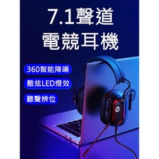 惠普 DHH-3215 頭戴式耳機 電競專用 有線耳麥 降噪麥克風 7.1聲道 酷炫光效 USB介面
