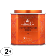 2개 세트 하니앤손스 핫 시나몬 스파이스 블랙티 30티백 75g 홍차 틴케이스 계피 정향, 30개입
