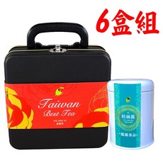 龍源茶品 杉林溪國際典藏手提鐵禮盒-2罐入X6盒(共360g)-高山烏龍茶葉禮盒附提袋, 1個, 燙金玫瑰紅色腰封
