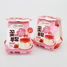 꽃모양 푸딩 딸기맛 간식 디저트, 130g, 2개