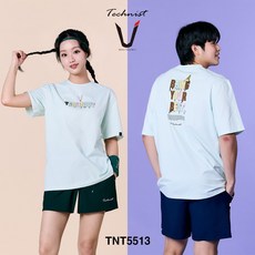 테크니스트 티셔츠 배드민턴 반팔 상의 코튼라이크 오버핏 민트 TNT5513 남녀공용