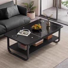 SeekFun 거실 테이블 몽롱 예쁜 신형 디자인 소파 2단 좌식 테이블 80cm/100cm, 블랙(100cm)