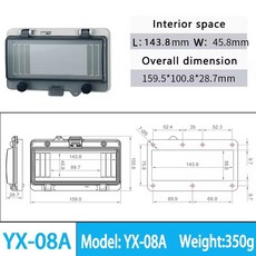 IP67 창 스위치 투명 커버 방수 후드 배포 상자 보호 DS-9Q 회로 차단기, 08WAY