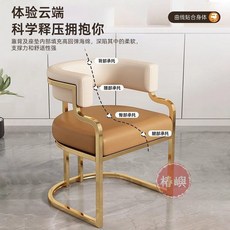 椿嶼 餐椅 輕奢高檔 洽談接待茶椅 美甲美容院椅子 麻將售樓處沙髮椅 化妝椅, 啞光金色椅架-加粗加厚碳鋼架,淺卡其色-加厚高彈海綿, 1個