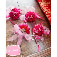 韓式胸花 胸夾 胸花 花球 佈置 結婚用品, 胸花（粉拼色）, 1個