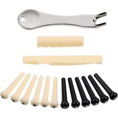 TecUnite 어쿠스틱 기타 브리지 핀 12개 세트 풀러 새들 너트 포함 교체 부품 액세서리 2314709, TecUnite 12개 어쿠스틱 기타 브릿지 핀 세트브, 1개