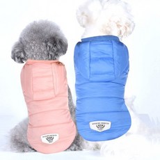후드 애견패딩 강아지패딩 애견 강아지옷 애견점퍼 겨울 반려견 동물옷 강아지점퍼 패치 조끼 애견의류 펫, 파스텔 블루XL