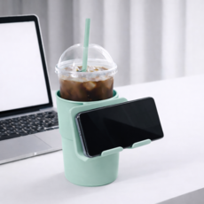 소소센스 휴대폰 거치 가능한 일회용 컵홀더 책상용 테이크아웃 컵 거치대, 1개, 민트