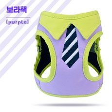소형견 고양이 하네스 자수 나비넥타이 디자인 탈출방지 통기성 좋은 가벼운 간편한 착용 실내외 겸용 1.5-6.5kg, 보라색, 1개