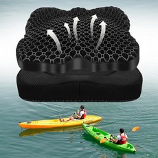 JINSILU 카약 시트 쿠션 방수 낚시 액세서리 젤 보트 미끄럼 방지 미골 완화 이중 레이어 디자인 두꺼운 블루, 블랙