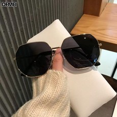 QRU 新款墨鏡男女通用加大加寬大臉顯瘦防紫外線太陽眼鏡金屬開車墨鏡