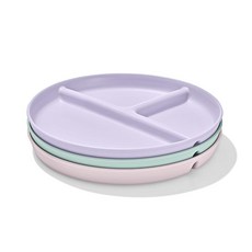 옥소 OXO Tot 쌓을 수 있는 분할 접시 세트 - 3팩 라이트, Light Multicolor