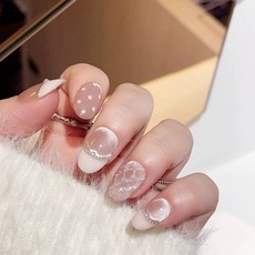 銀鏈之夢 純手工美甲穿戴甲 指甲貼片 時尚銀鏈設計, 1個, HNP178-橢圓,M碼(實品拍攝)