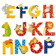 알록달록 원목 동물 알파벳 택1 블록완구 원목교구 키즈블록 4세블럭 블록, F, 1개