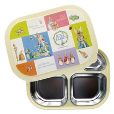 피터래빗 밀폐형 안전 이중 스텐식판, 아이보리 3707, 뚜껑 + 식판, 1개