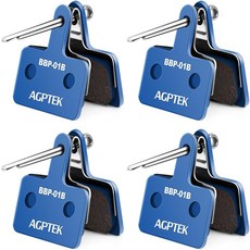 산악 자전거 디스크 브레이크를 위한 AGPTEK 자전거 브레이크 패드 고성능 브레이크 패드 디스크 브레이크 패드 및 스프링(반금속 및 수지) TRP 테크로 시마노 데어 브르와, 4 Pairs-Blue, 1개