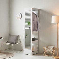 동서가구 케이화이트 전신거울 행거 2단 수납 380 틈새장 DF634772, 화이트
