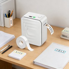에비크 라벨프린터 휴대용 블루투스 무선 미니 스티커 프린터기, 1개, 화이트