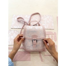 가죽 DIY 가방 만들기 키트 코바늘 뜨개질 패키지 손뜨개 네트공예 재료 세트 취미 핸드메이드 선물용, 화이트 (재료 키트), 1개
