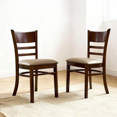리비니아 케빈 카페 원목의자 2인용 식탁의자 인테리어의자 원목의자 카페의자 식당의자, 모카(가죽방석), 2개