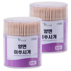 리빙웰 자작나무 양면 이쑤시개, 500개입, 2개