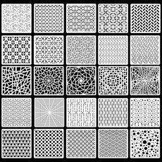 Rolin Roly 투명 조각 기하학 투명 15 x 15 cm 제도용 25종 템플릿 DIY 스크랩 스텐실 시트 교육용 회화 투조 화이트 (기하학 25장)