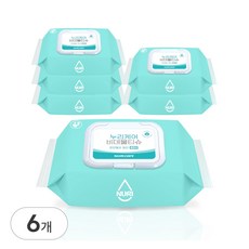누리케어 물에 녹는 플러셔블 천연펄프 비데 물티슈, 6개