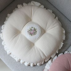 모네즈 순면 다이아 프릴 원형 방석 (M/L), M (지름45), 핑크