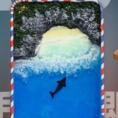 半島鐵盒DIY微縮海洋景觀模型套裝，手工海景材料包，微觀造景擺件，打造您的口袋海洋世界, 沙灘【含鯨魚】-全套材料包+詳細視頻教程, 1個