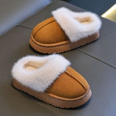 Olli kids兒童毛毛拖鞋 秋冬男女童居家臥室棉拖 軟底防滑簡約