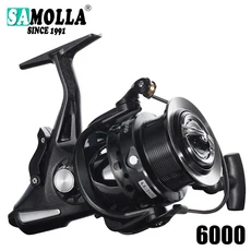 1000-7000 시리즈 5.2:1 낚시 릴 메탈 스풀 8KG 최대 드래그 바다 스피닝 릴 잉어 낚시 릴, Black, 6000 Series